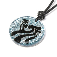 North Shore Wave Art Dichroic Glass Pendant Necklace by Zula Surfing