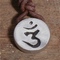 Round Pewter Om Meditation Yoga Symbol Pendant Necklace by Zula Surfing