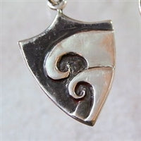 Sheild Pewter Surfer on Hawaiian Wave Pendant Necklace by Zula Surfing